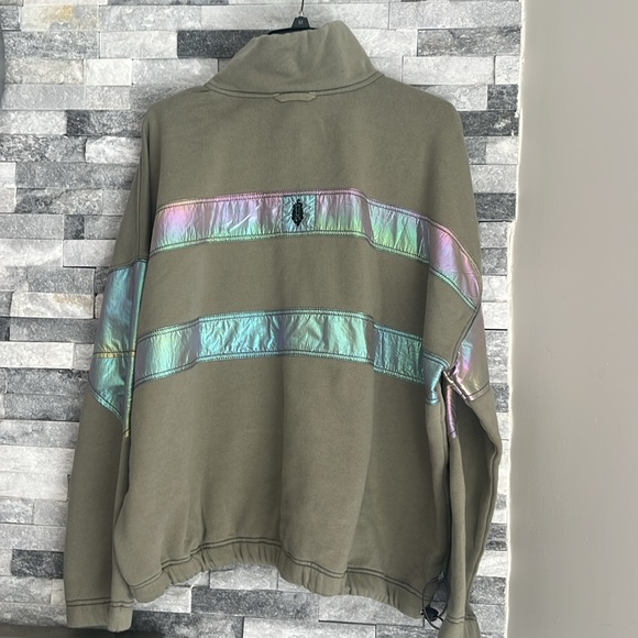 New!! Free people movement women's holographic half zip pullover sweatshirt - Picture 3 of 6